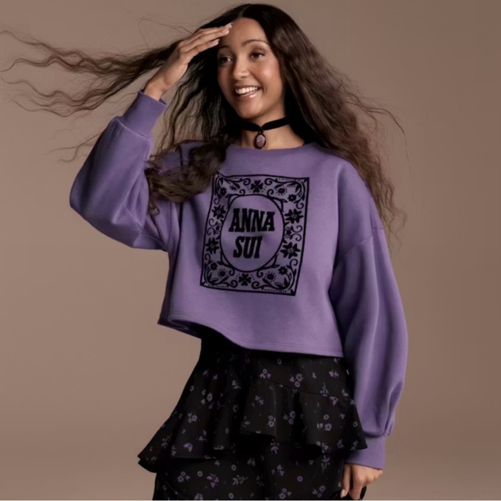 NWT Anna Sui x Old Navy Purple Sweatshirt Purple Logo Small or Medium
